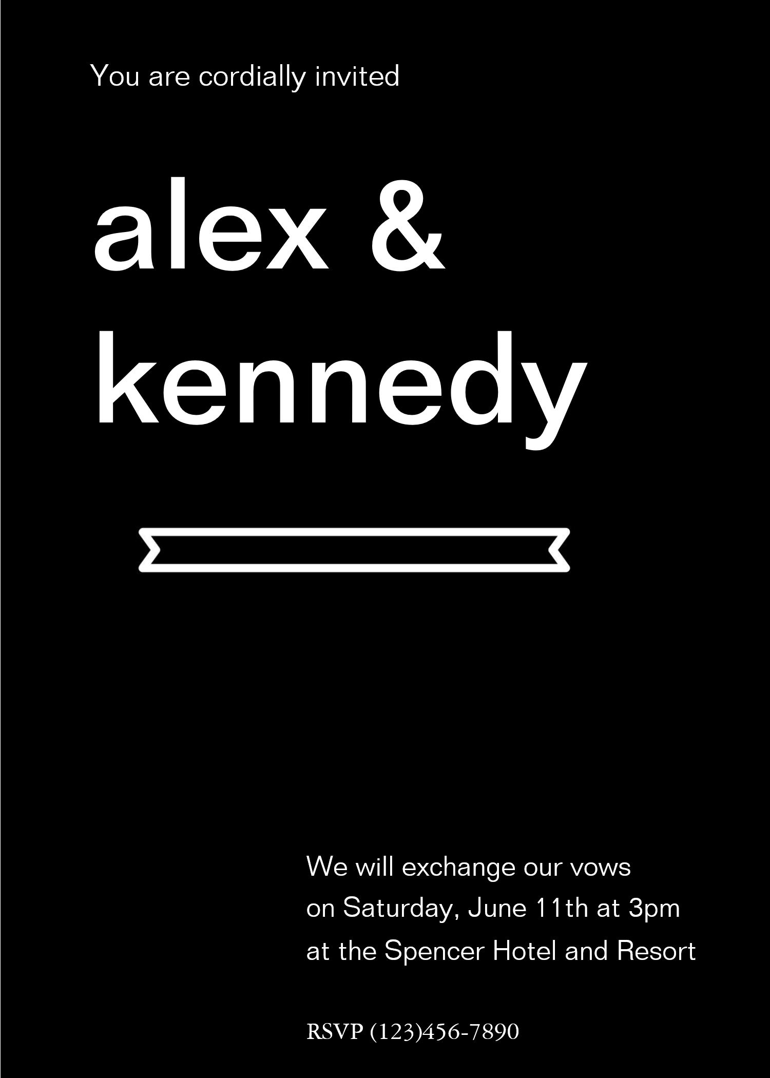 Simple Black and White Wedding Invitation