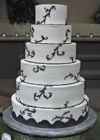 simple wedding cakes, black and white wedding cakes, scroll wedding cakes