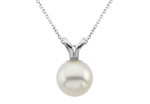 small wedding ideas, 14 Karat White Gold Cultured White Pearl Pendant, pearl bridal necklace, pearl pendant necklace