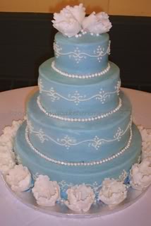 spring wedding colors, blue wedding cake, blue and white wedding cake