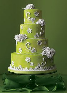 spring wedding colors, green wedding cake, green and white wedding cake