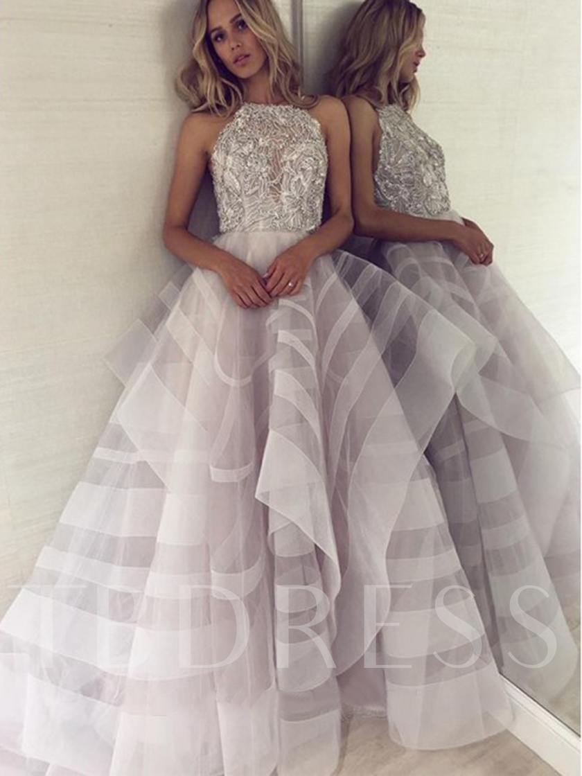 spring wedding dresses, spring wedding gowns, Floor-Length Halter Sleeveless Beading Wedding Dress