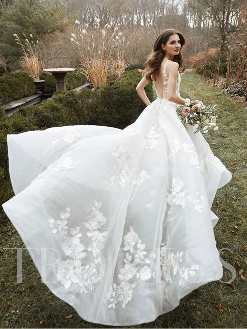 spring wedding dresses, spring wedding gowns, A-Line Floor-Length Court Sleeveless Outdoor Wedding Dress