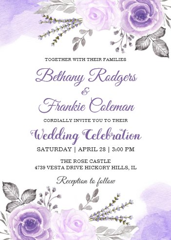 spring wedding themes, Chic Pastel Purple Floral Watercolor Wedding Card, spring wedding invitations, spring wedding stationery