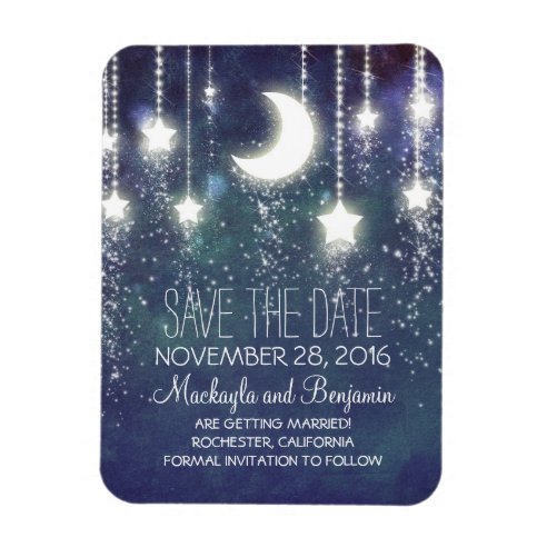 String Lights Stars and Moon Save the Date Magnet