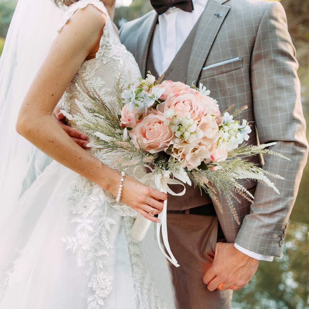 Artificial Handmade Blush Pink Romantic Rose Bouquet