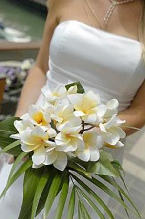 Bride with gorgeous white and green wedding bouquet