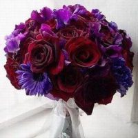 summer wedding colors, red and purple wedding bouquet, red and purple wedding flowers