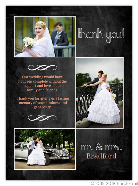 thank you notes, PEACH CHALKBOARD THANK YOU CARD, chalkboard thank you cards