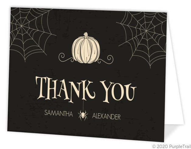 thank you notes, CREEPY PUMPKIN HALLOWEEN THANK YOU CARD, halloween wedding thank you cards