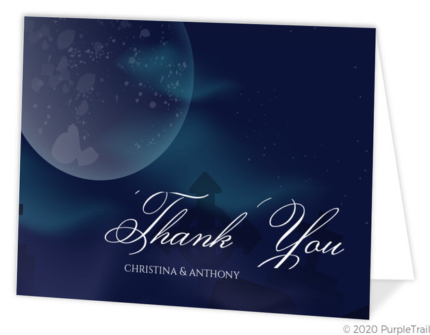Thank you notes, AURORA MOONLIGHT THANK YOU CARD, moon thank you cards