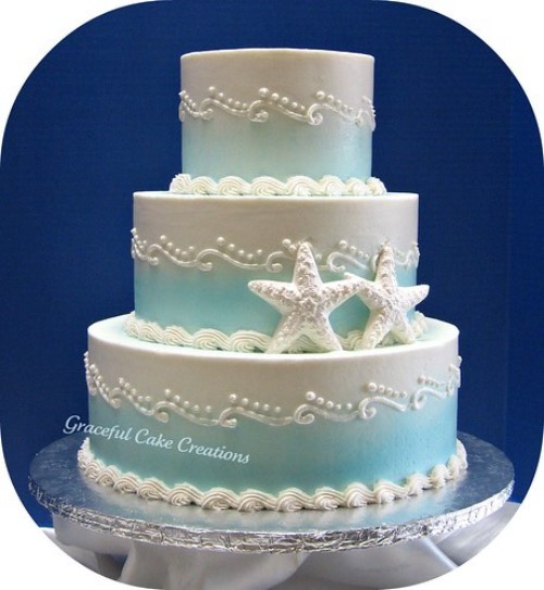 tropical wedding cake ideas, starfish wedding cake, beach wedding cake