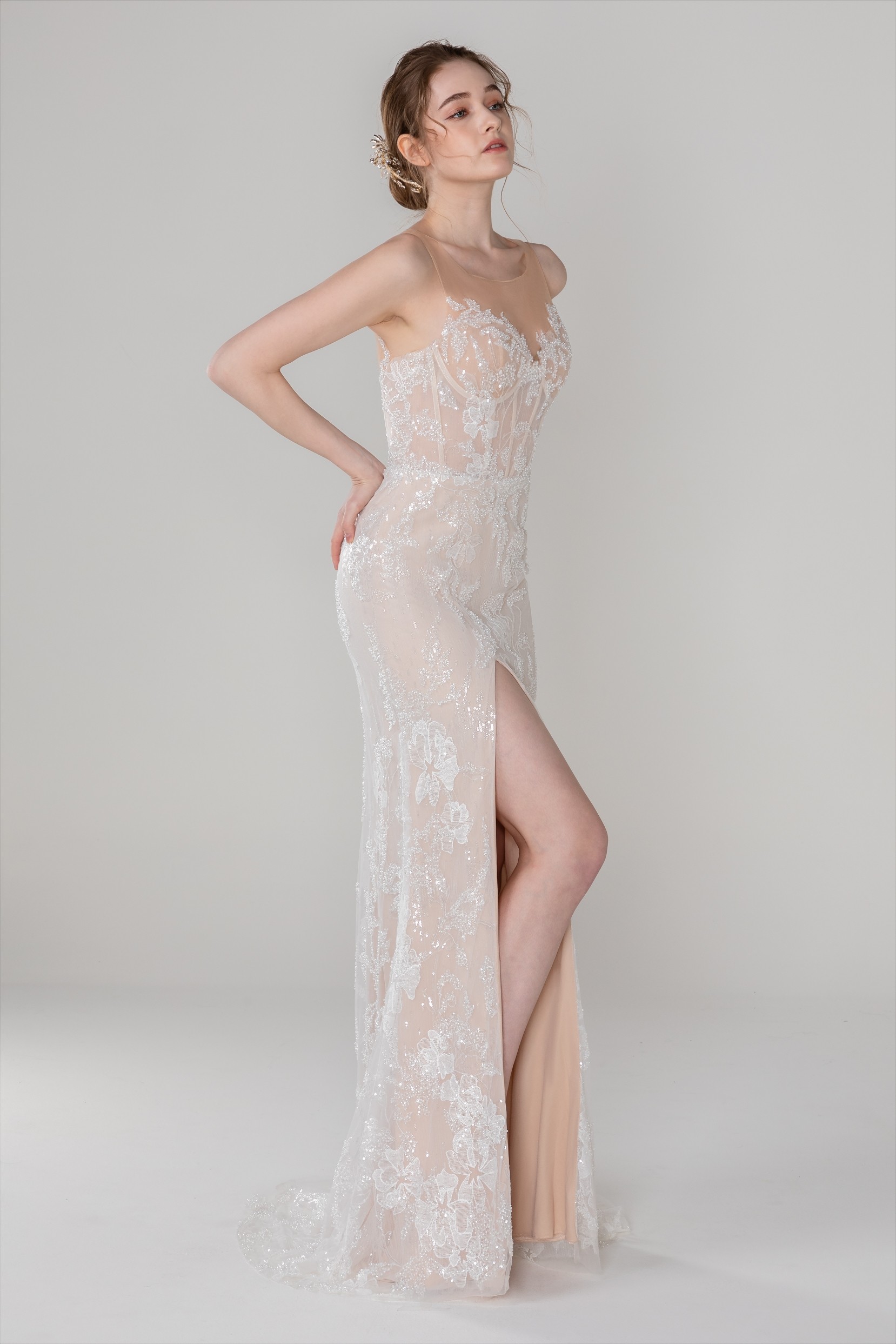 Trumpet Mermaid Lace Beaded Wedding Dress