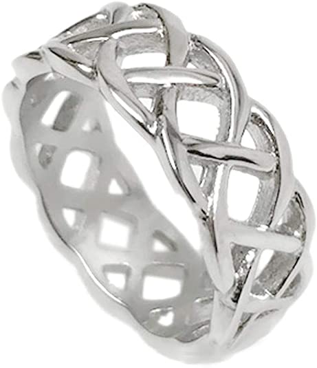 unusual wedding rings, unusual wedding bands, Braided Stainless Steel Band Ring Silver Love Infinity Wedding Ring