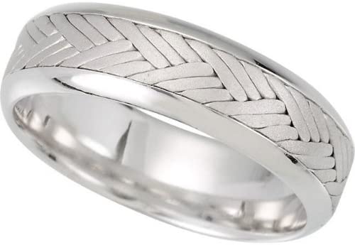 unusual wedding rings, unusual wedding bands, 14k White Gold Hand Woven Chevron Braid Comfort Fit Wedding Ring