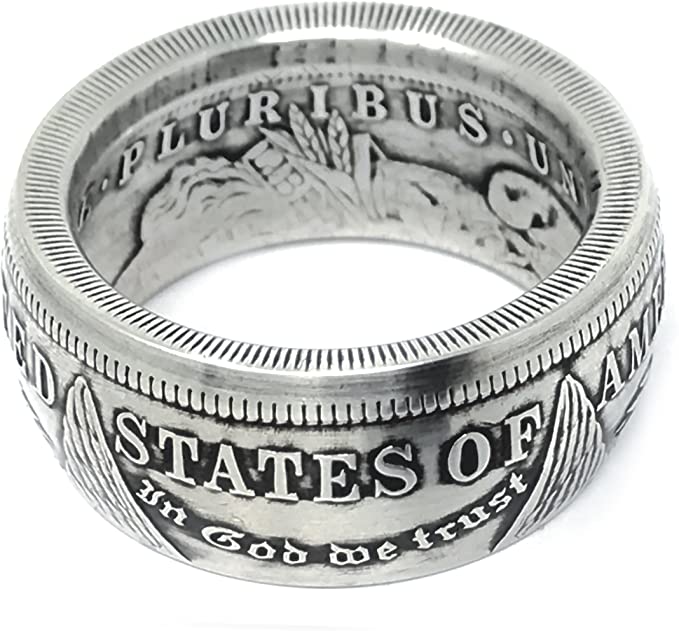 unusual wedding rings, unusual wedding bands, King of Coin Rings Handmade From a 1921 US Morgan Silver Coin