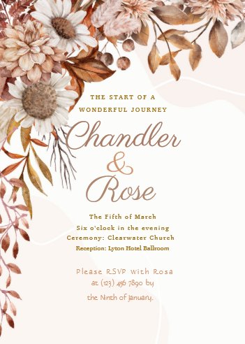 Vintage Fall Floral Arrangement Wedding Invitation