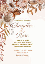 Vintage fall Floral Arrangement Wedding Invitation