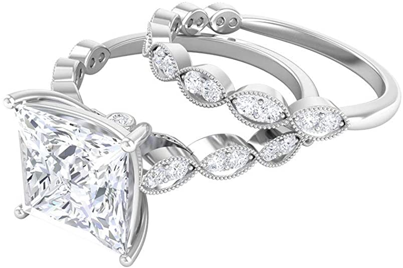 vintage style wedding rings, vintage style diamond rings, Vintage Engagement Ring Princess Cut Moissanite Ring, vintage diamond rings, vintage wedding rings