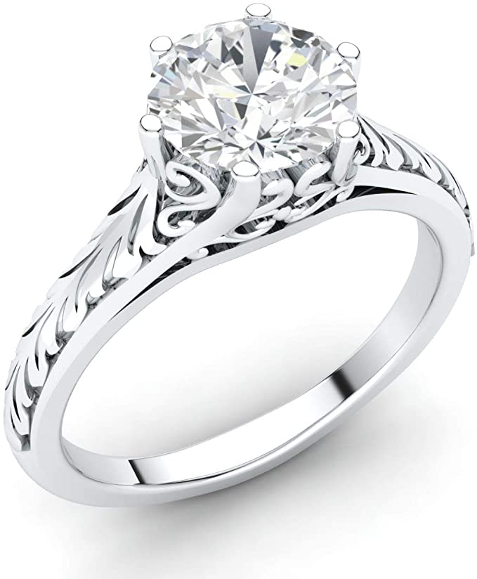 vintage style wedding rings, vintage style diamond rings, Vintage Diamond Solitaire Engagement Ring in 14K White Gold, vintage diamond rings, vintage wedding rings