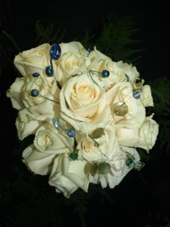 Yellow, Green and Blue Wedding Bouquet With Jewels