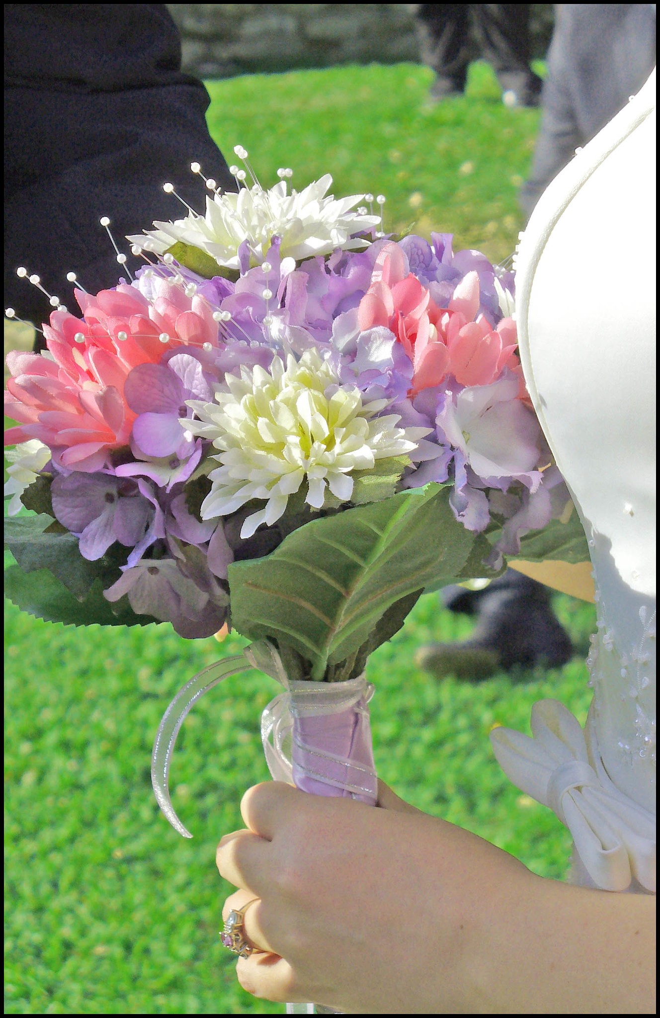 Gorgeous Pink, Purple and White Wedding Bouquet With Jewels