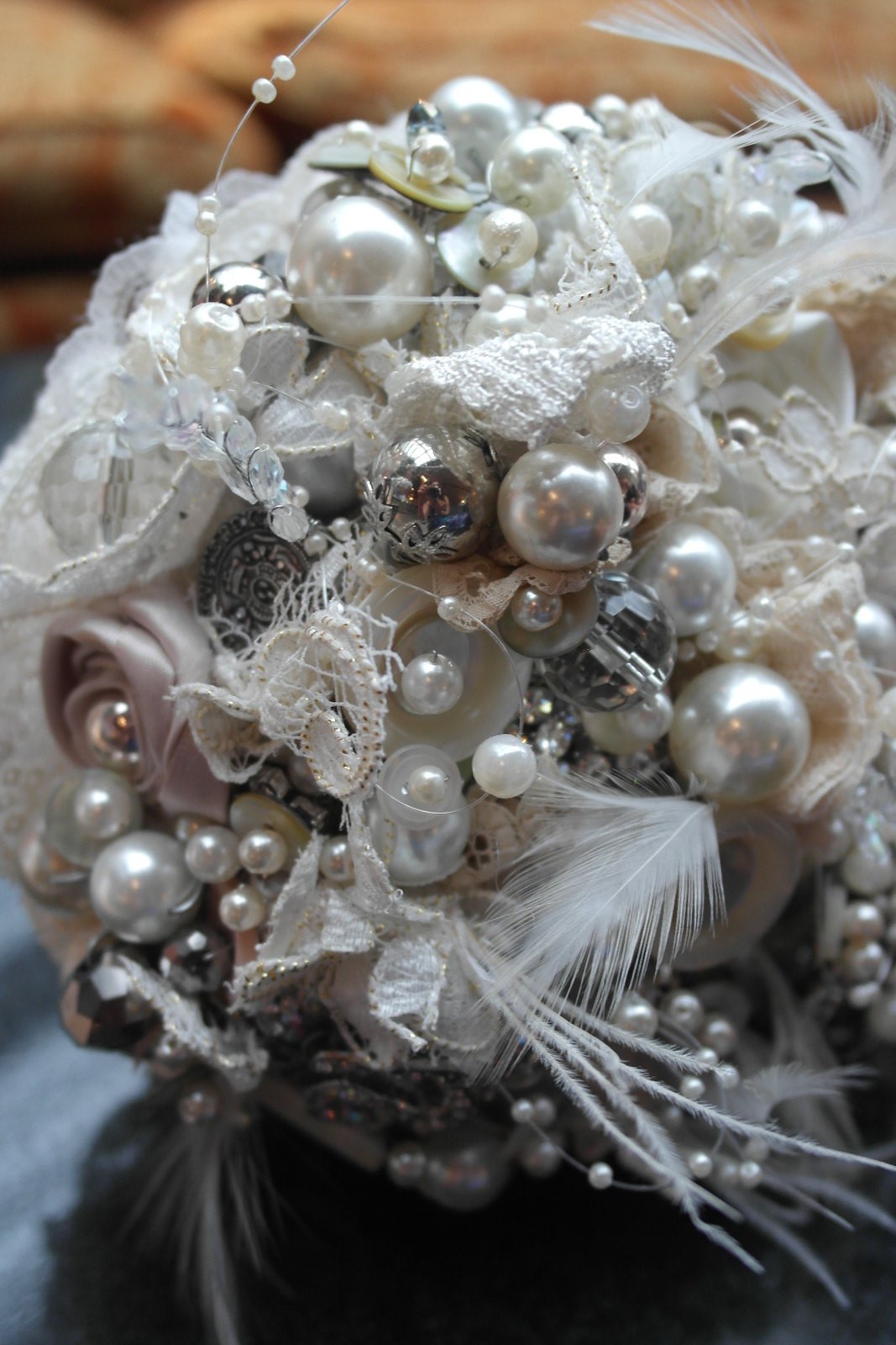 Beautiful White and Silver Jeweled Wedding Bouquet