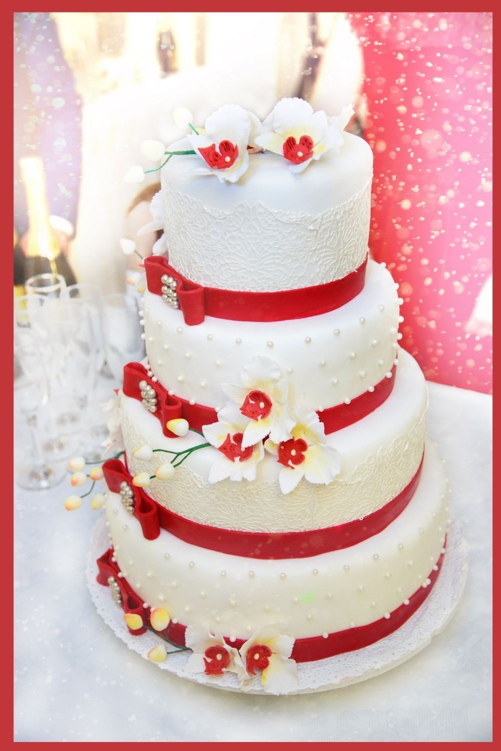 wedding cake, wedding cake ideas, wedding cake inspiration, wedding cake photos, red and white wedding cake