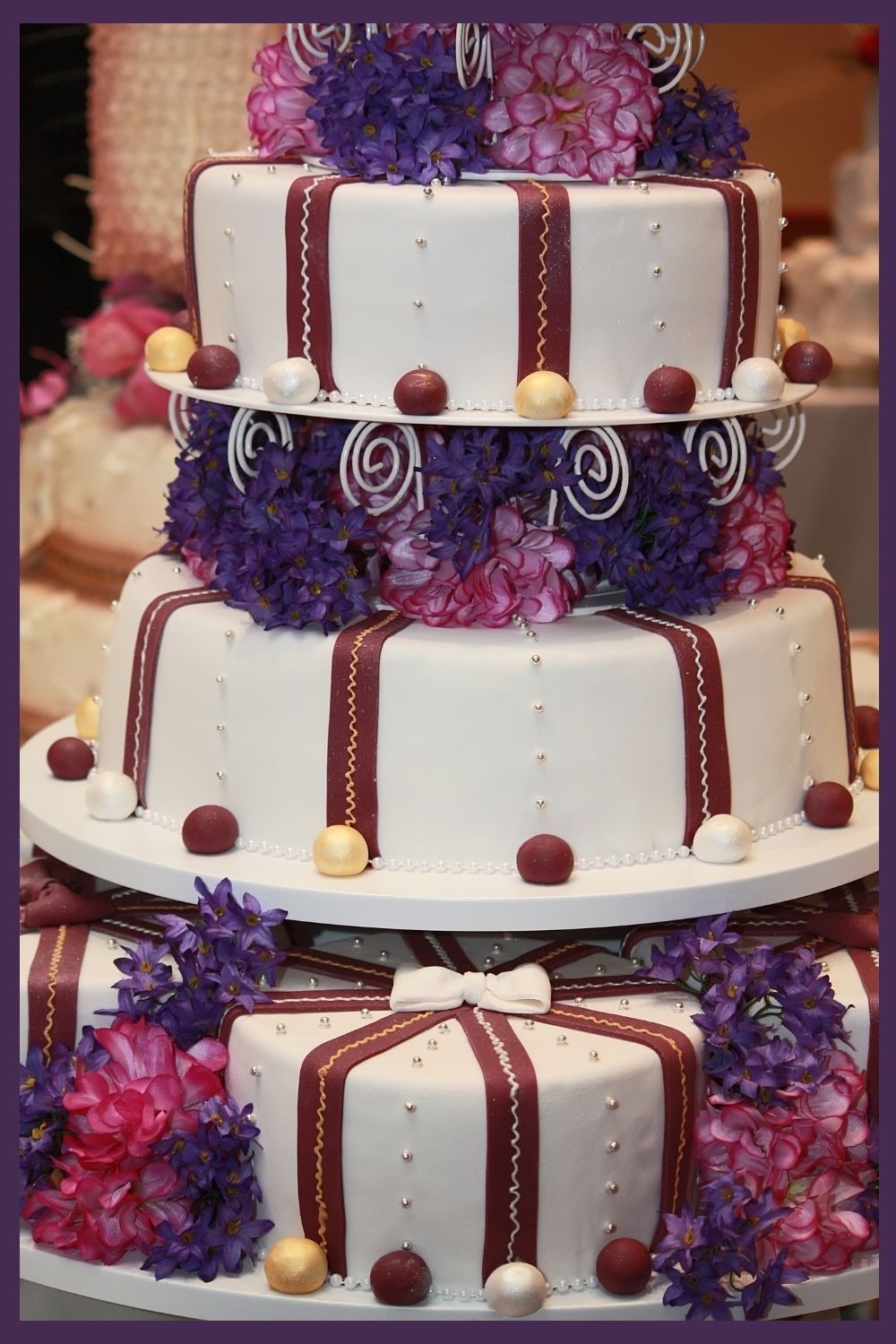 wedding cake, wedding cake ideas, wedding cake inspiration, wedding cake photos, purple and white wedding cake