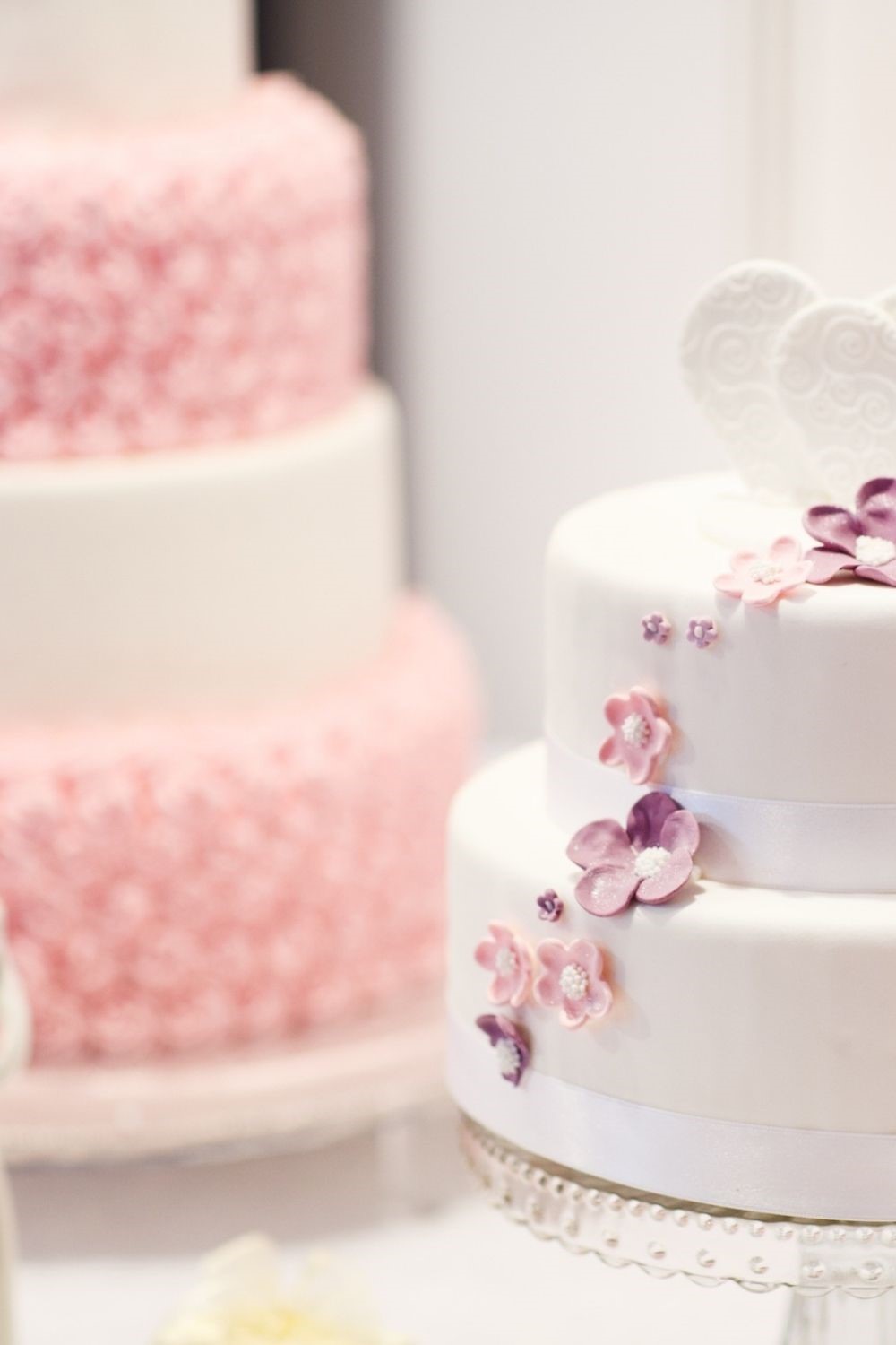 pink and white wedding cakes