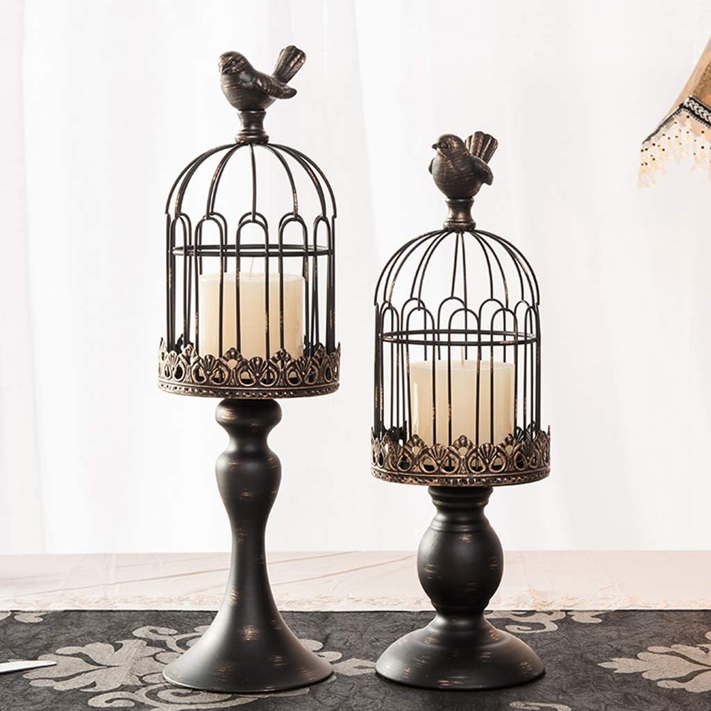 Vintage Iron Birdcage Candlestick Candle Holder