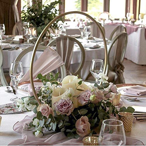 20 Inch Tall New Gold Round Wedding Centerpiece Vase Hoop