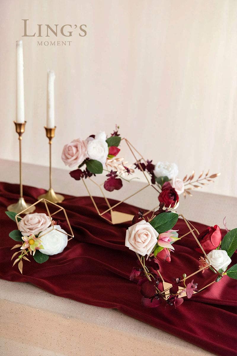 Set of 3 Floral Geometric Cube Centerpiece Decorations