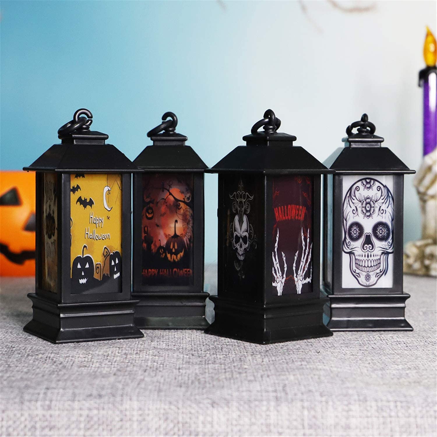 Mini Black Halloween Candle Lanterns