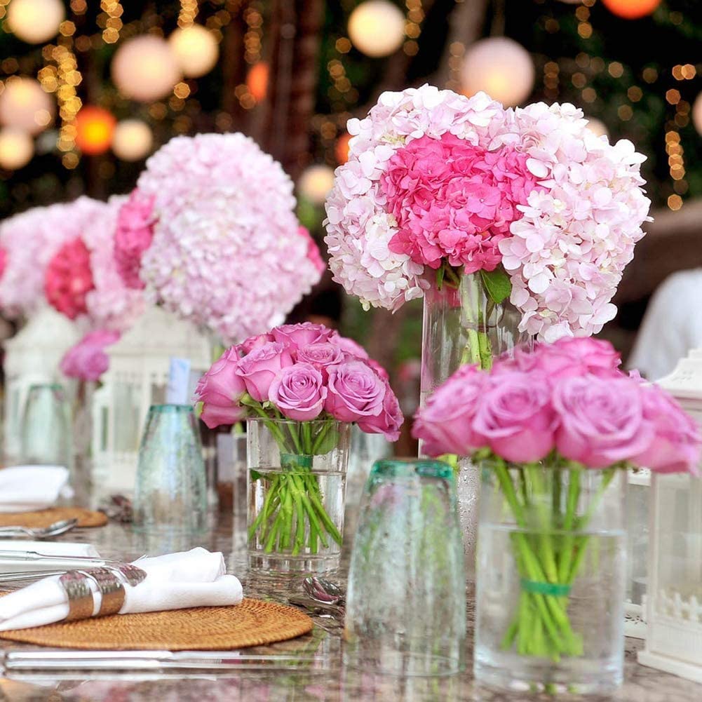 Pink Artificial Long Stemmed Hydrangea Silk Flower