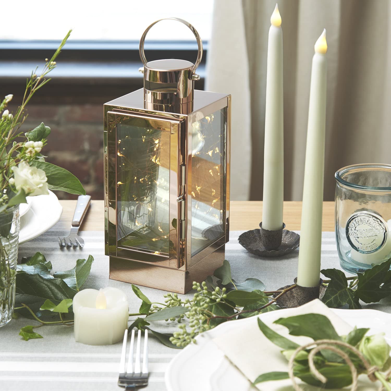 Rose Gold Decorative Lanterns With Fairy Lights