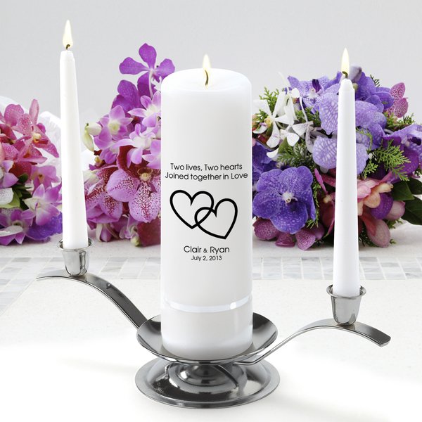 wedding ceremony ideas, unity candle set, wedding unity candle, Personalized Premier Wedding Unity Candle w/Stand