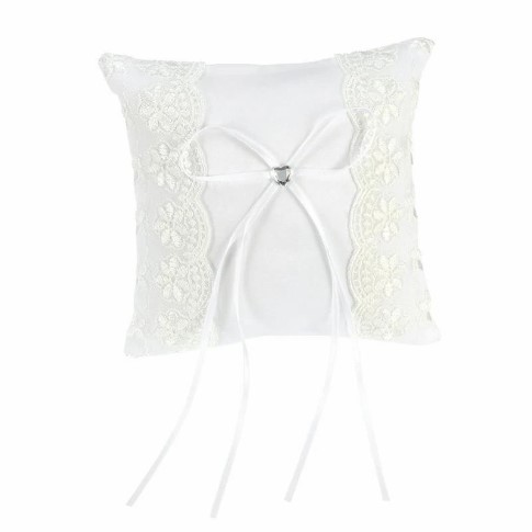 wedding ceremony ideas, ring bearer pillows, Lace Flower Decorated Ring Bearer Pillow