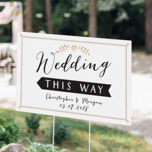 wedding ceremony ideas, wedding ceremony, wedding signs, modern wedding ceremony signs, Modern Personalized Script Wedding Sign