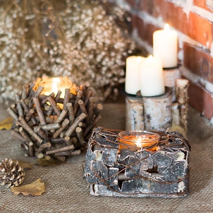 wedding ceremony site, wedding centerpieces, rustic wedding centerpieces, Retro Wood Storm Lantern Birch Bark Candle Holders Wedding Centerpieces Rustic Wedding