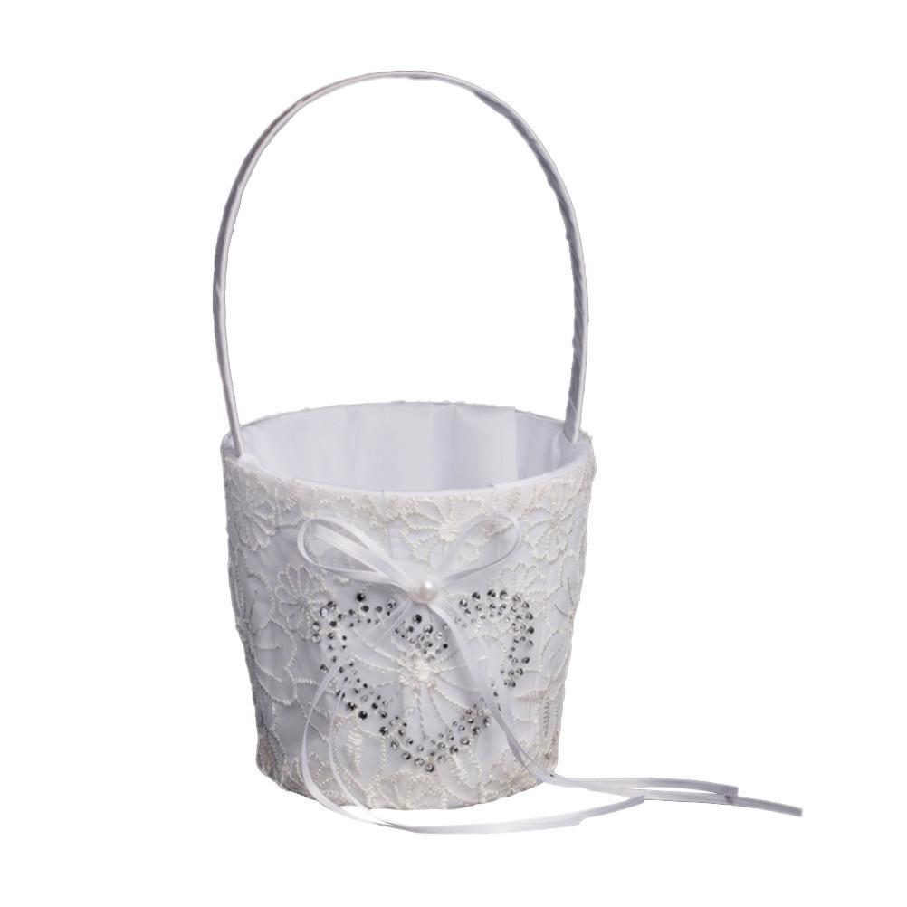 wedding ceremony site, flower girl basket, wedding accessories, White heart Flower Girl Basket