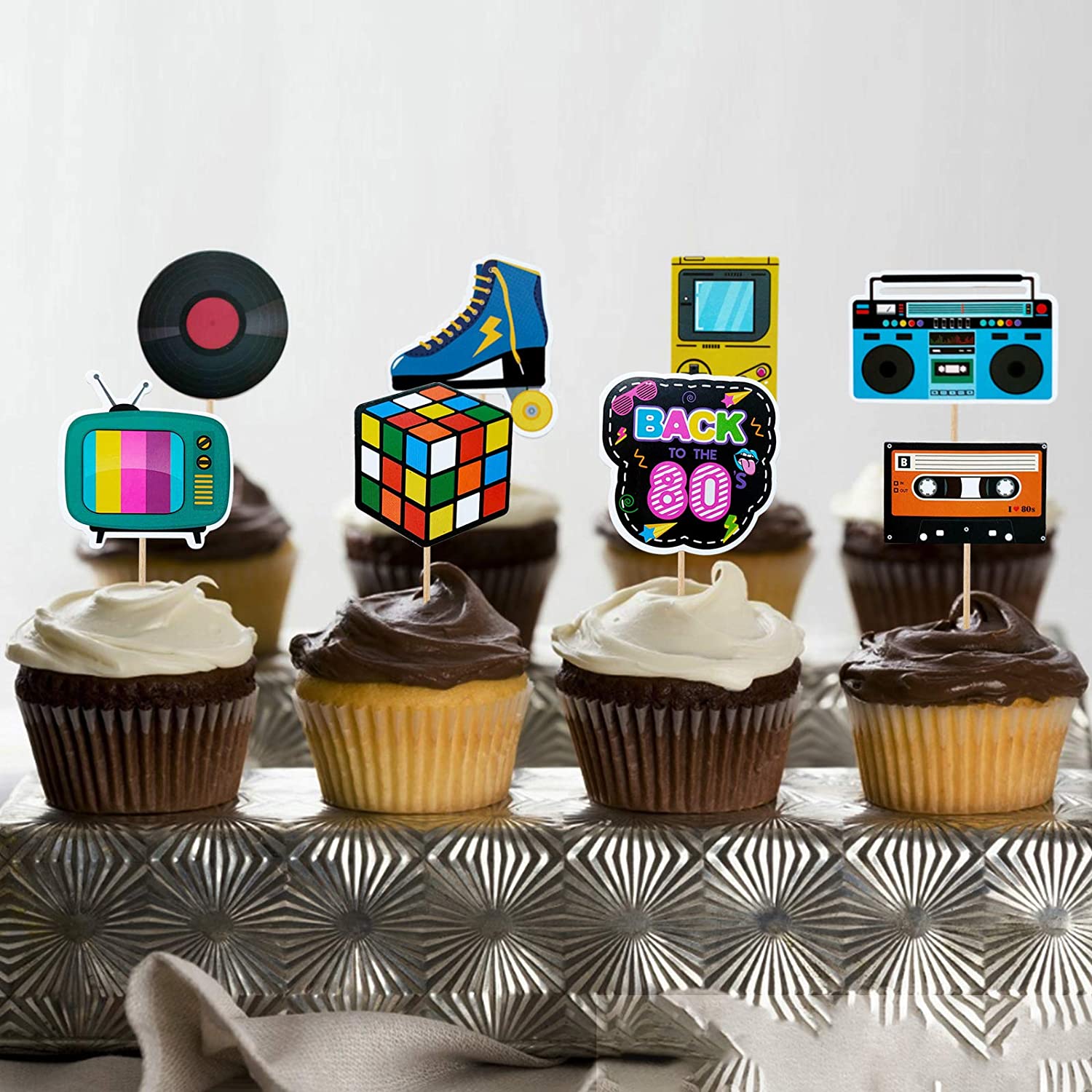 Back To The 80s Themed Cupcake Toppers