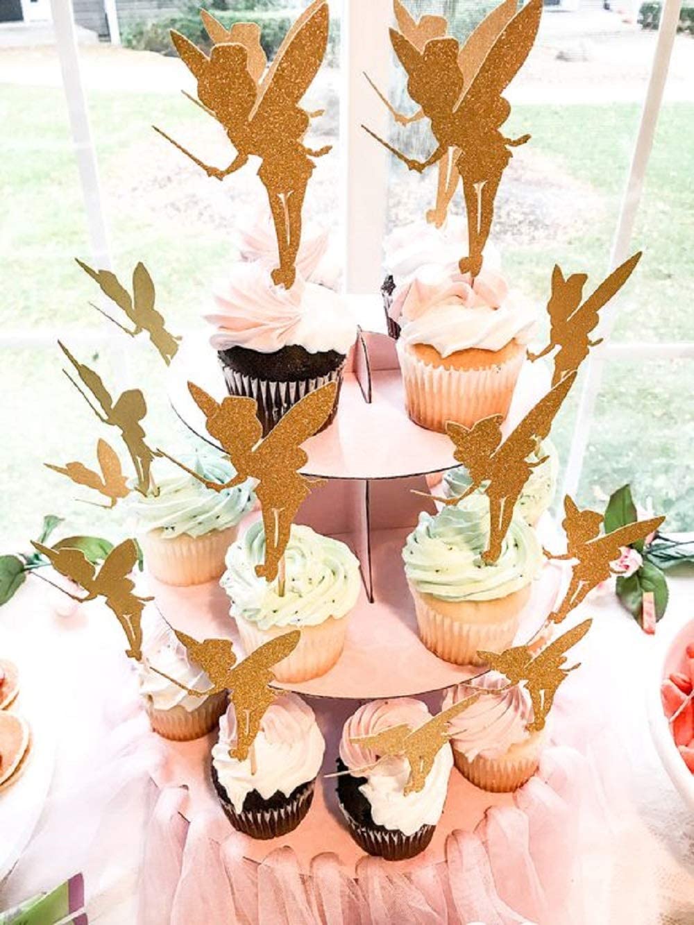 Gold Glitter Fairy Cupcake Toppers