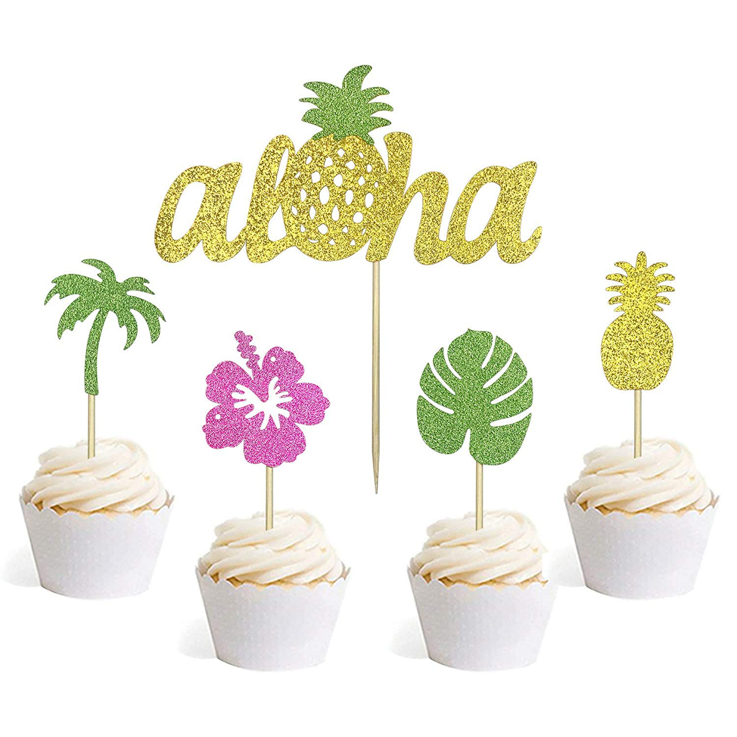 Hawaii Tropical Summer Cupcake Toppers