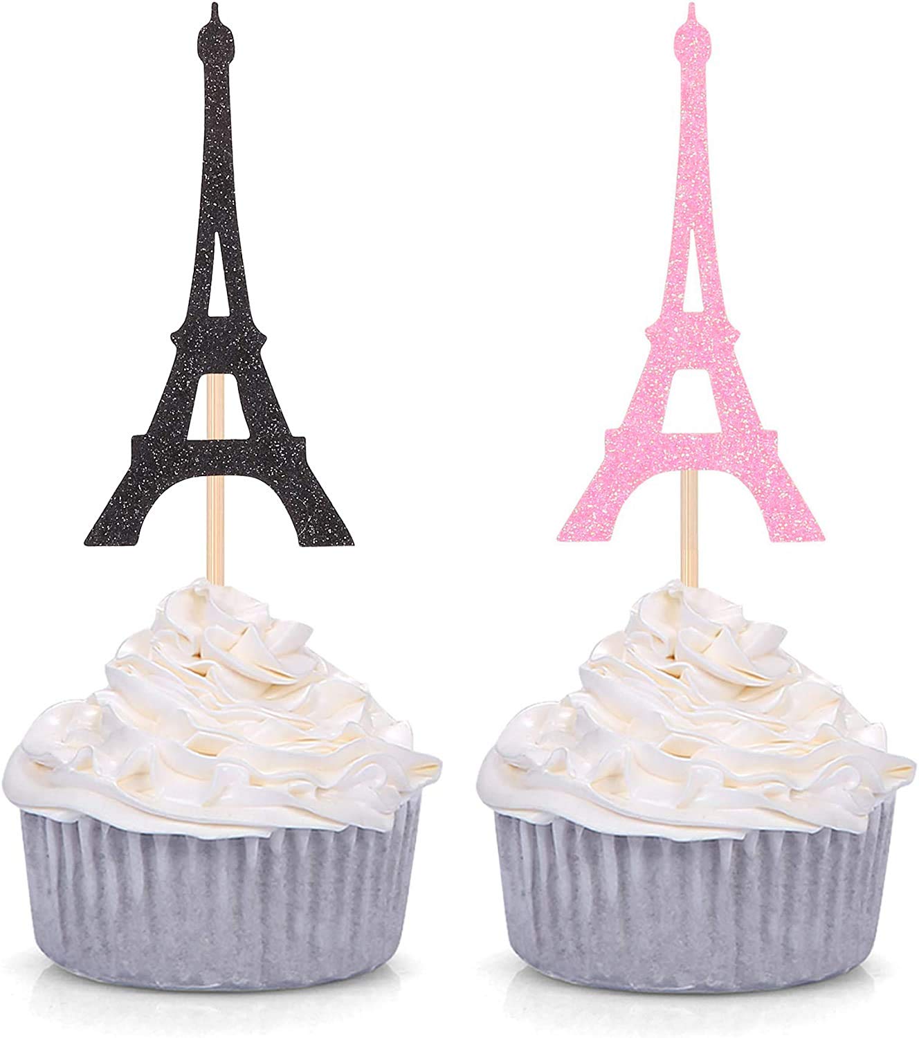 Paris Theme Cupcake Toppers Eiffel Tower Shape Wedding Cupcake Toppers