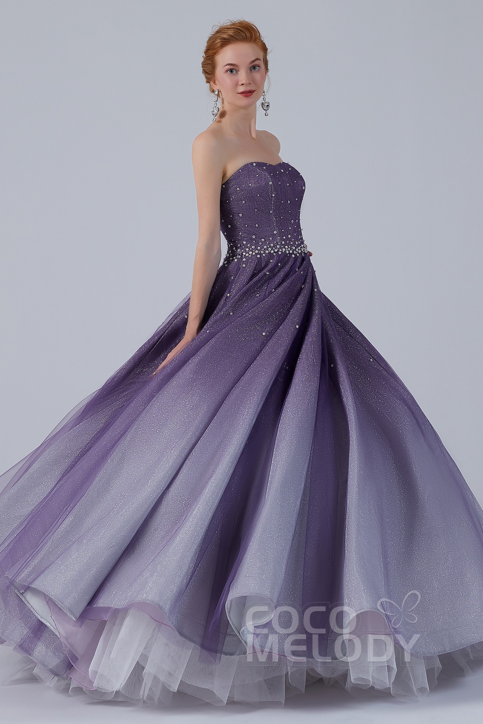 wedding dress styles, purple wedding dresses, Ball Gown Floor Length Compound Purple Ombre Wedding Dress