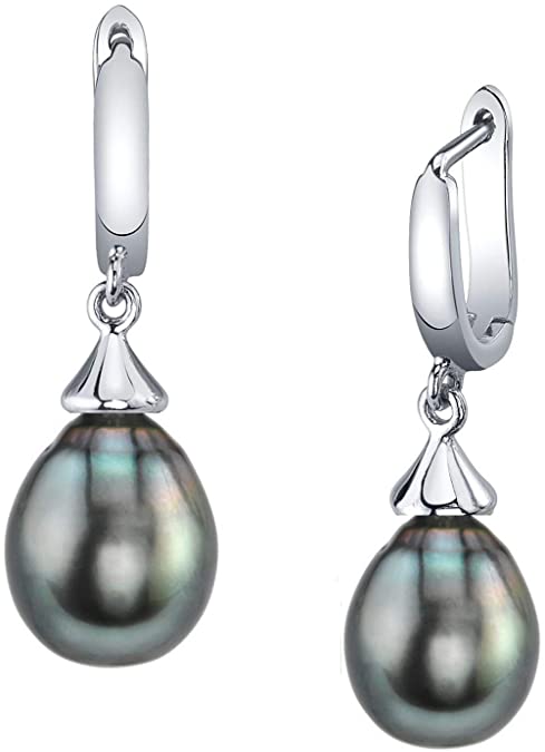 Drop Shape Black Tahitian South Sea Cultured Pearl Earrings