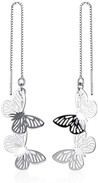 Couples Butterfly Threader Tassel Dangling Earrings