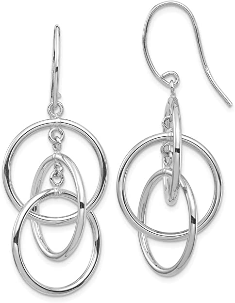 14k White Gold Circles Drop Dangle Chandelier Earrings