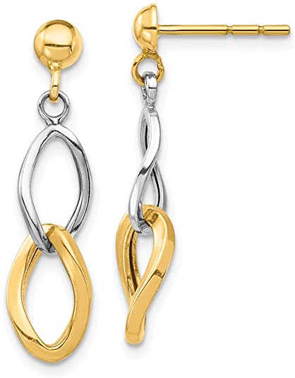 14k Two Tone Yellow Gold Drop Dangle Chandelier Earrings